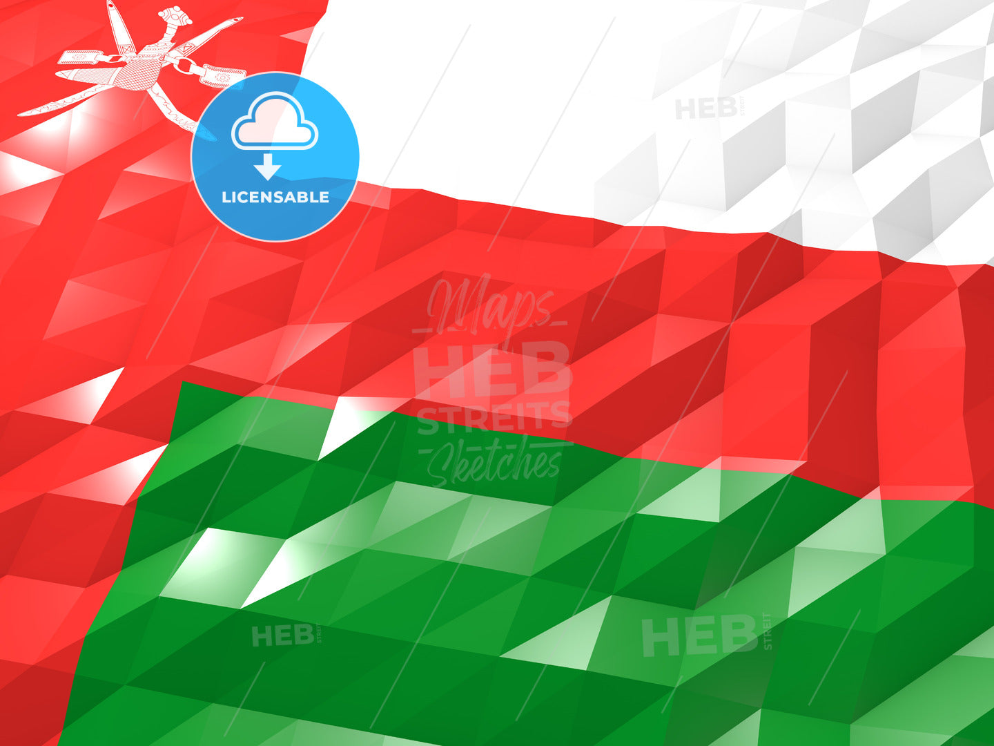 Flag of Oman 3D Wallpaper Illustration – instant download