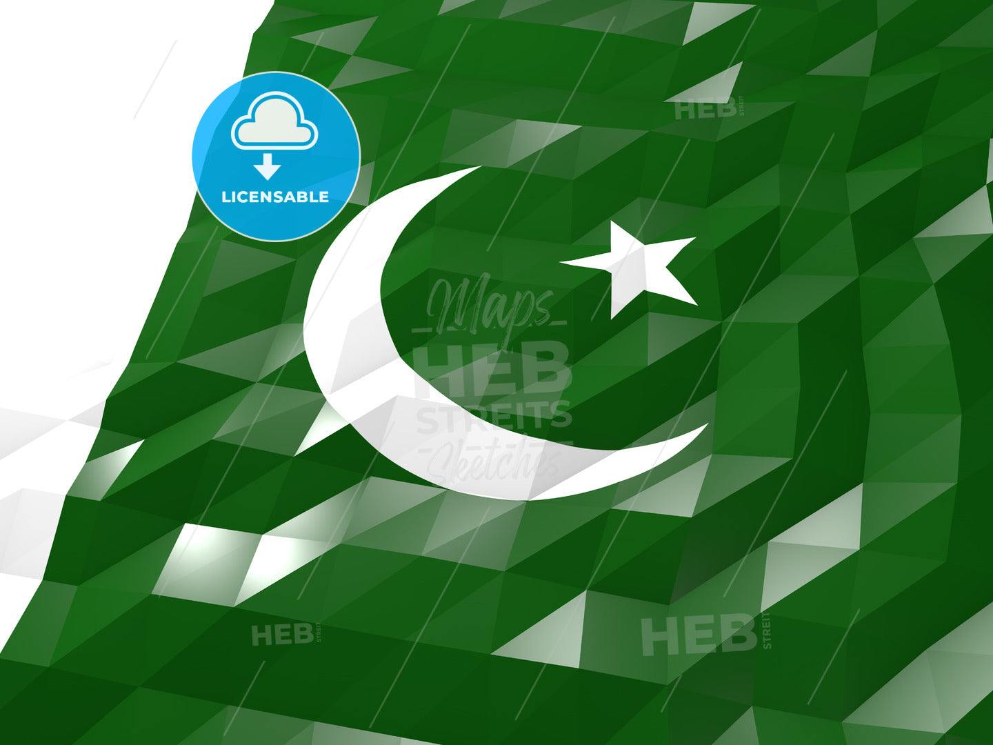 Flag of Pakistan 3D Wallpaper Illustration – instant download