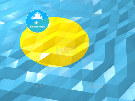 Flag of Palau 3D Wallpaper Illustration – instant download