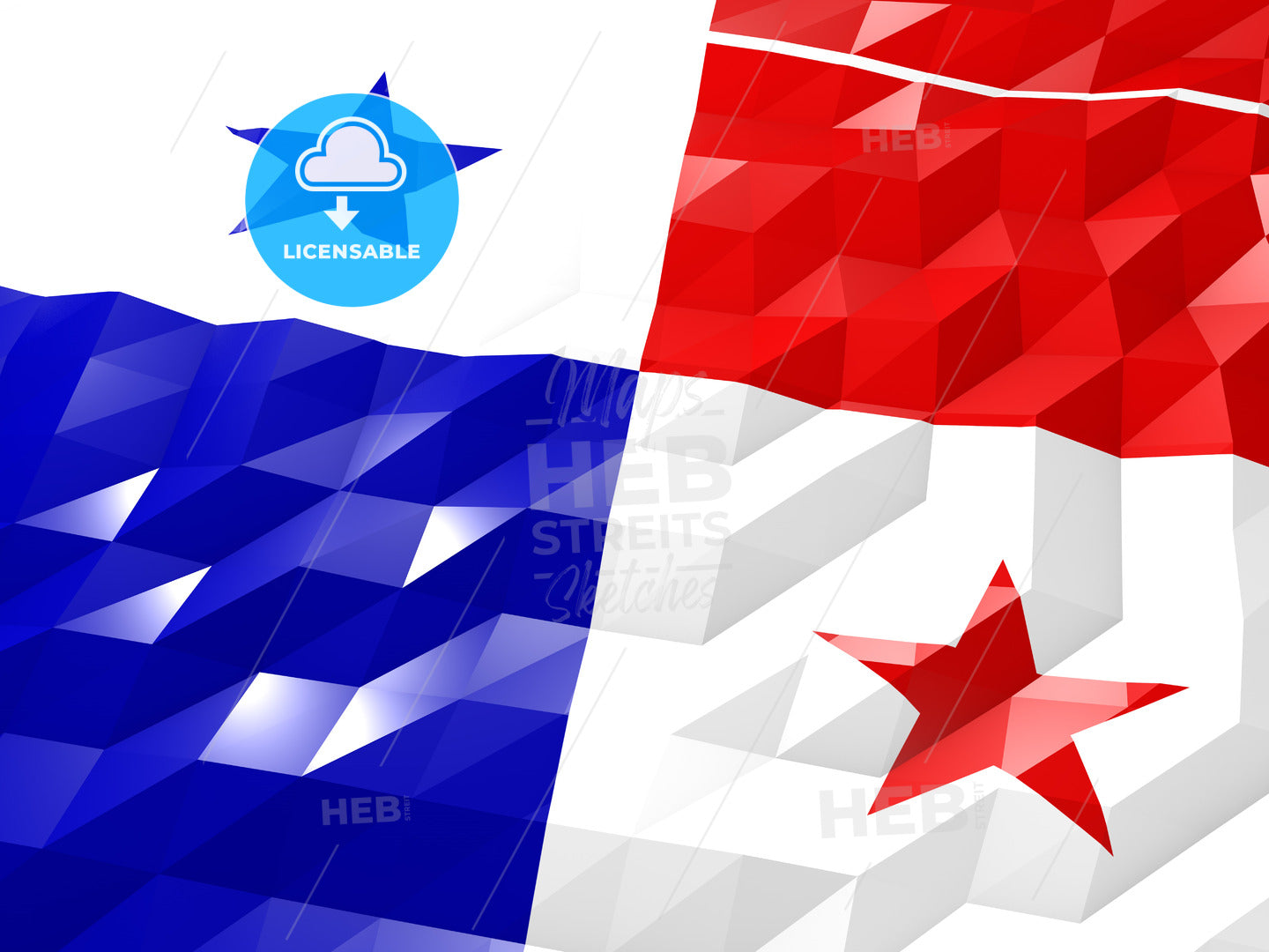 Flag of Panama 3D Wallpaper Illustration – instant download