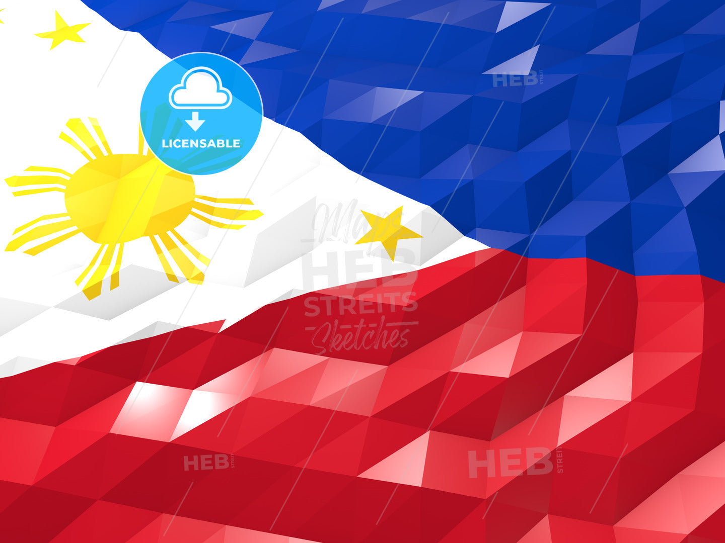 Flag of Philippines 3D Wallpaper Illustration – instant download