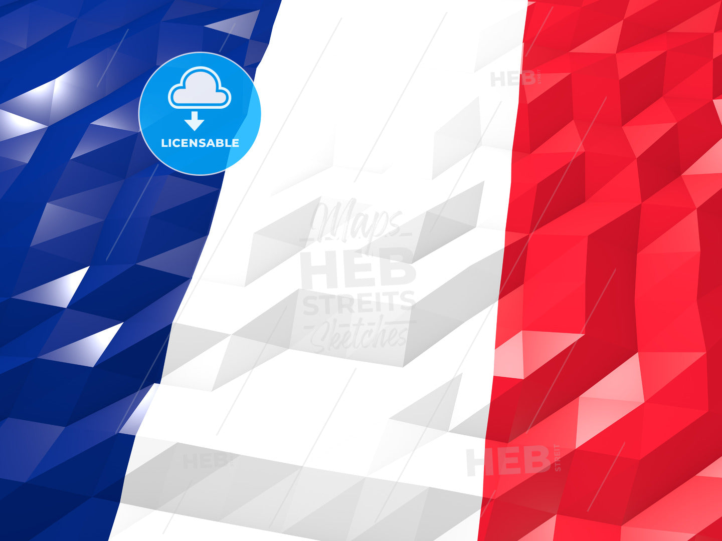 Flag of Saint Barthélemy 3D Wallpaper Illustration – instant download