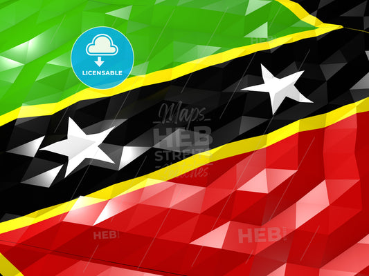 Flag of Saint Kitts and Nevis 3D Wallpaper Illustration – instant download
