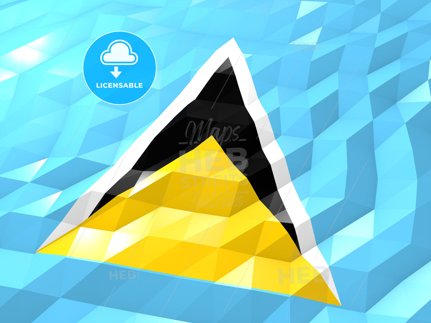 Flag of Saint Lucia 3D Wallpaper Illustration – instant download