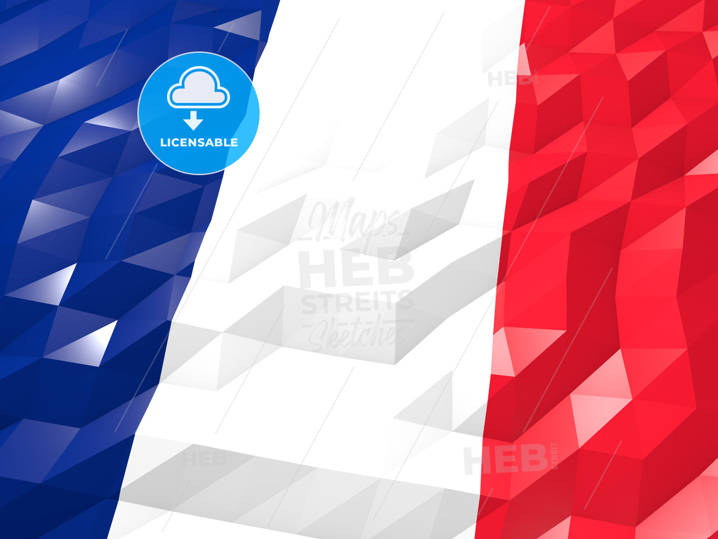 Flag of Saint Martin (French part) 3D Wallpaper Illustration – instant download