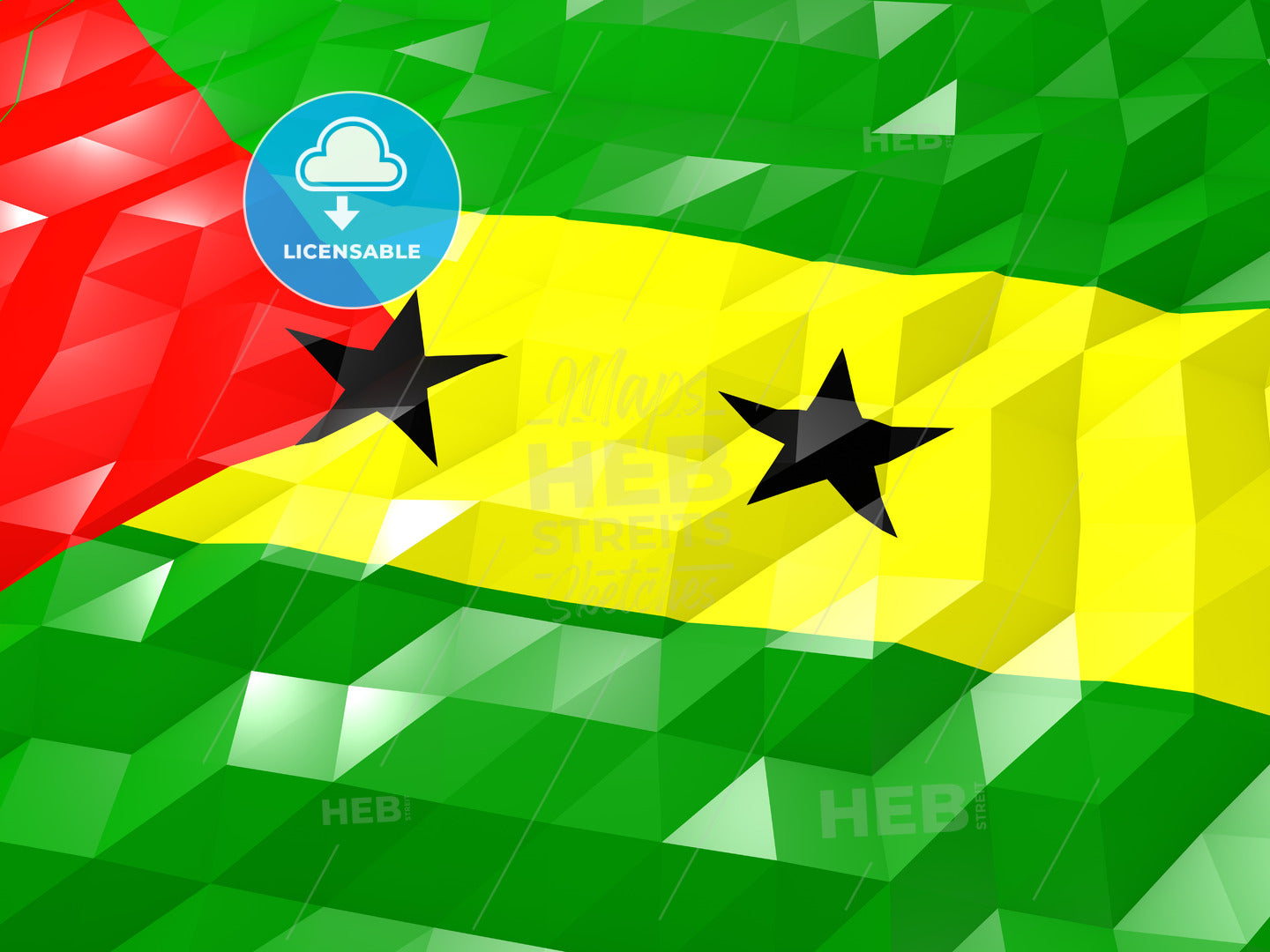 Flag of Sao Tome and Principe 3D Wallpaper Illustration – instant download