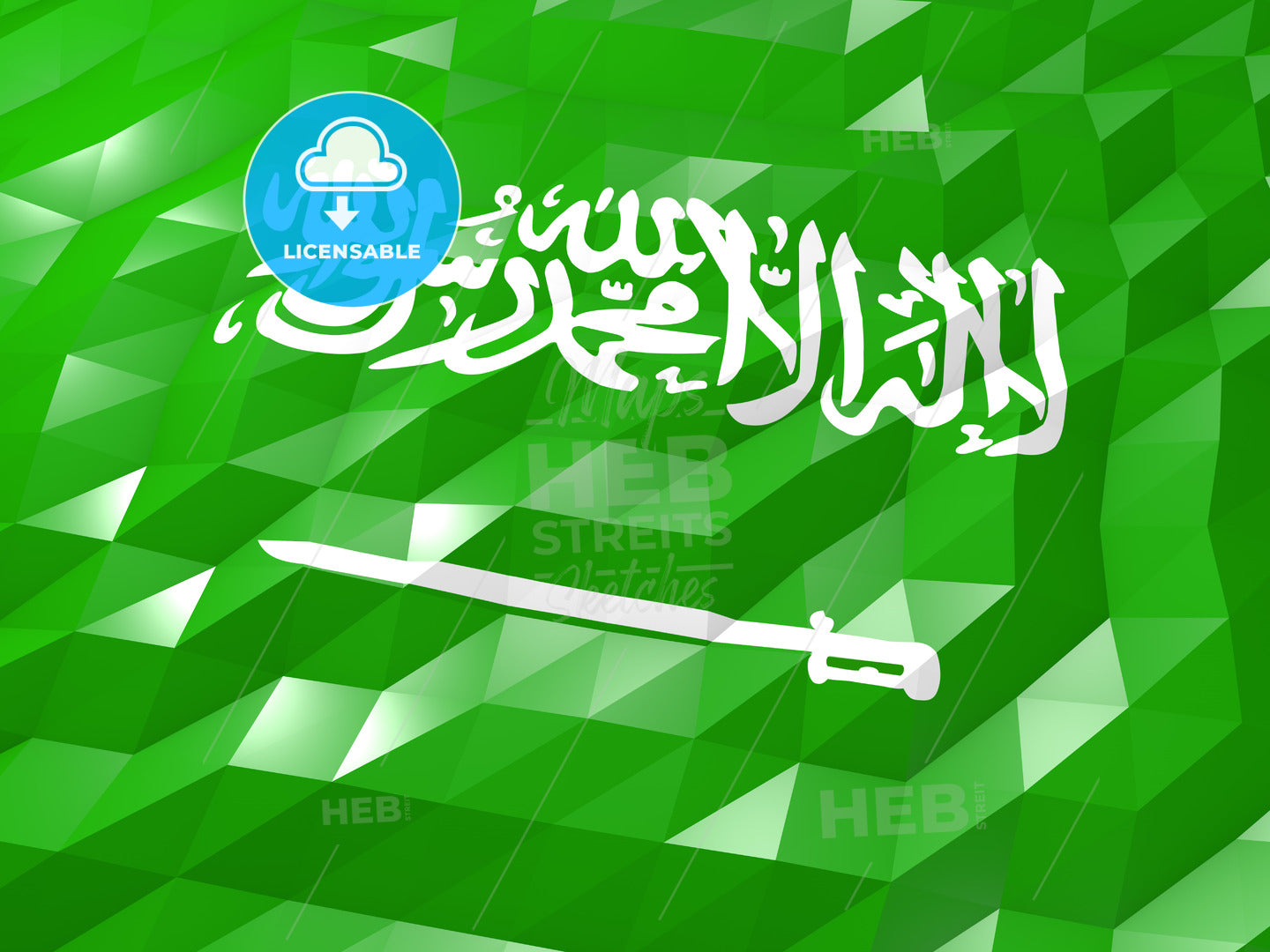Flag of Saudi Arabia 3D Wallpaper Illustration – instant download