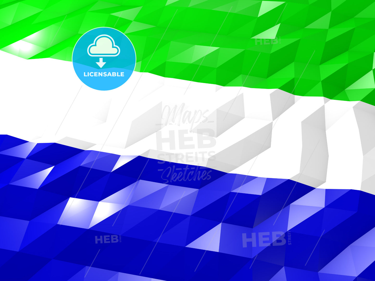 Flag of Sierra Leone 3D Wallpaper Illustration – instant download