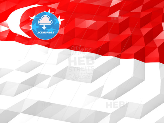 Flag of Singapore 3D Wallpaper Illustration – instant download