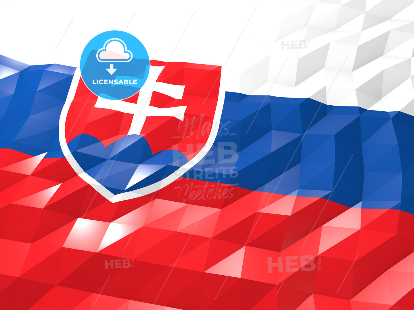 Flag of Slovakia 3D Wallpaper Illustration – instant download