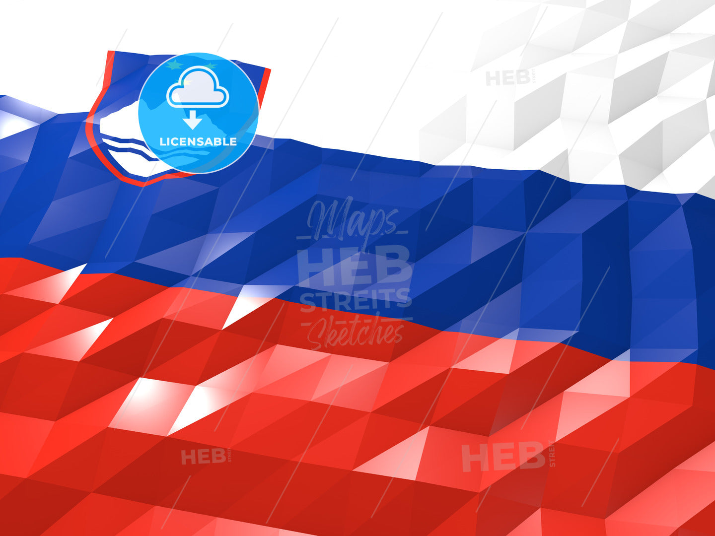 Flag of Slovenia 3D Wallpaper Illustration – instant download