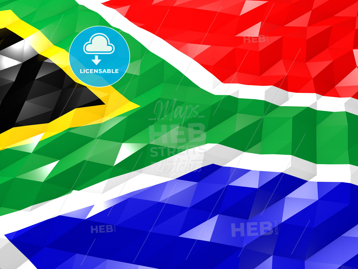 Flag of South Africa 3D Wallpaper Illustration – instant download
