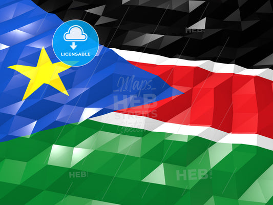 Flag of South Sudan 3D Wallpaper Illustration – instant download