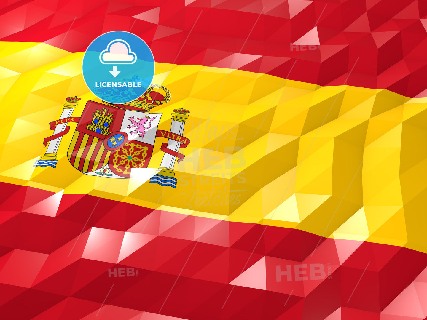 Flag of Spain 3D Wallpaper Illustration – instant download