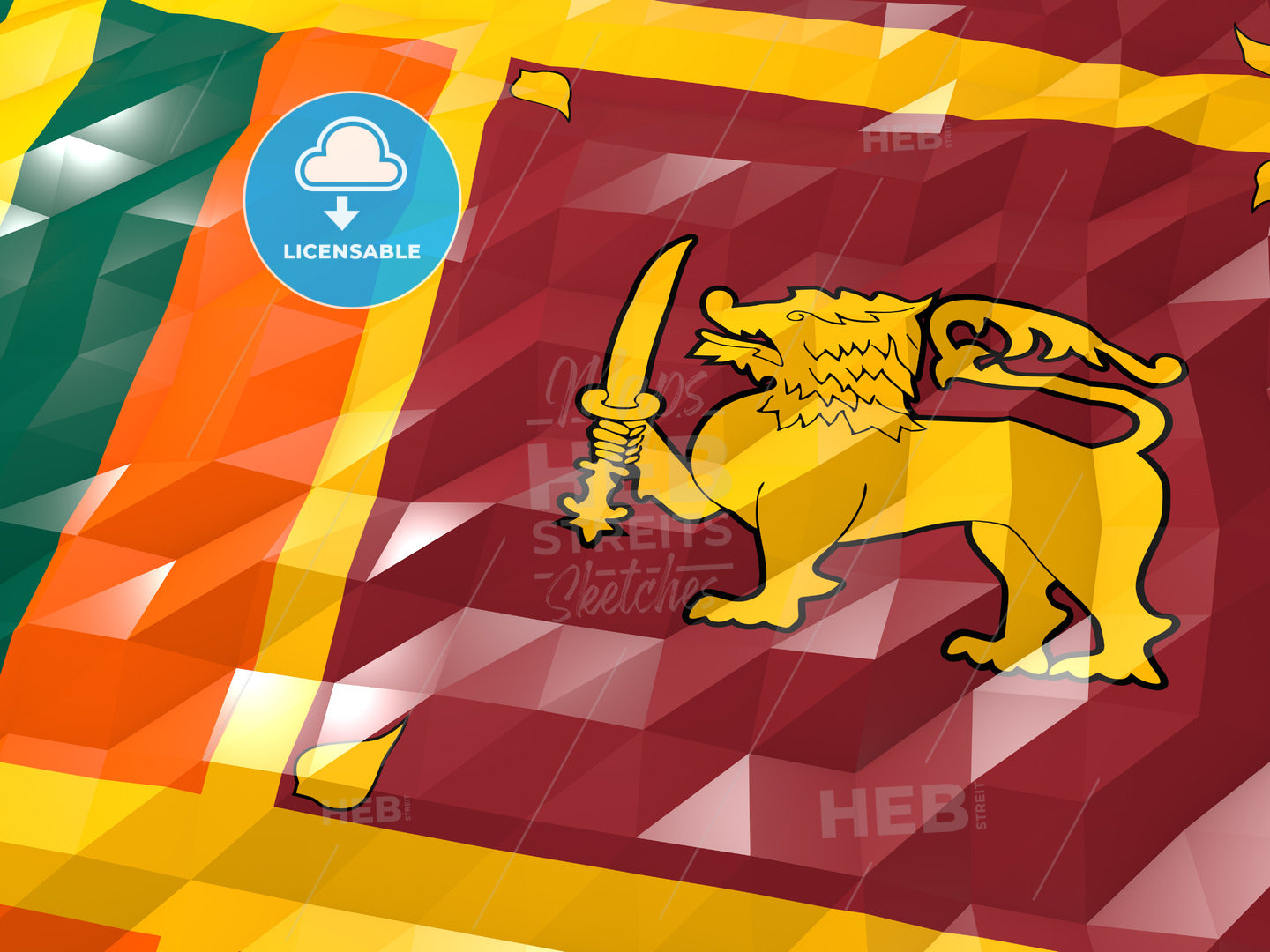Flag of Sri Lanka 3D Wallpaper Illustration – instant download
