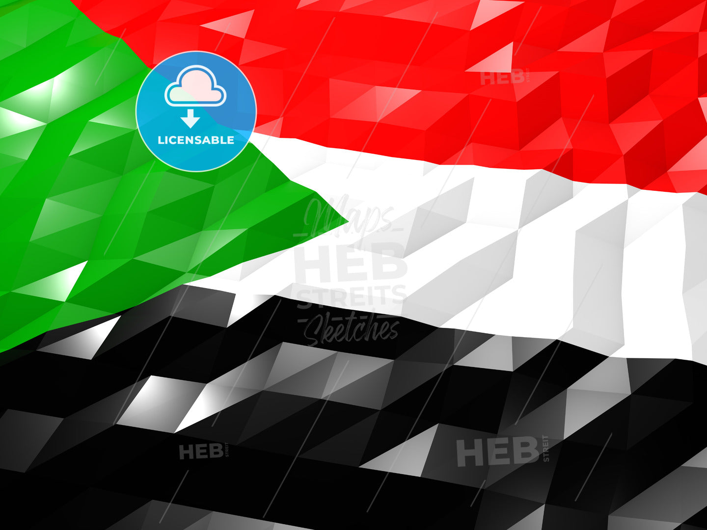 Flag of Sudan 3D Wallpaper Illustration – instant download
