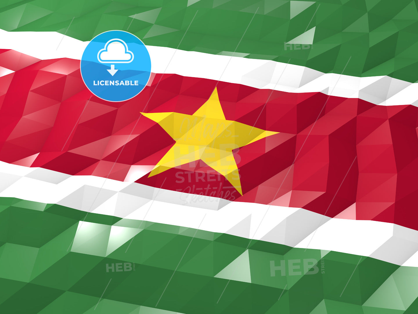 Flag of Suriname 3D Wallpaper Illustration – instant download