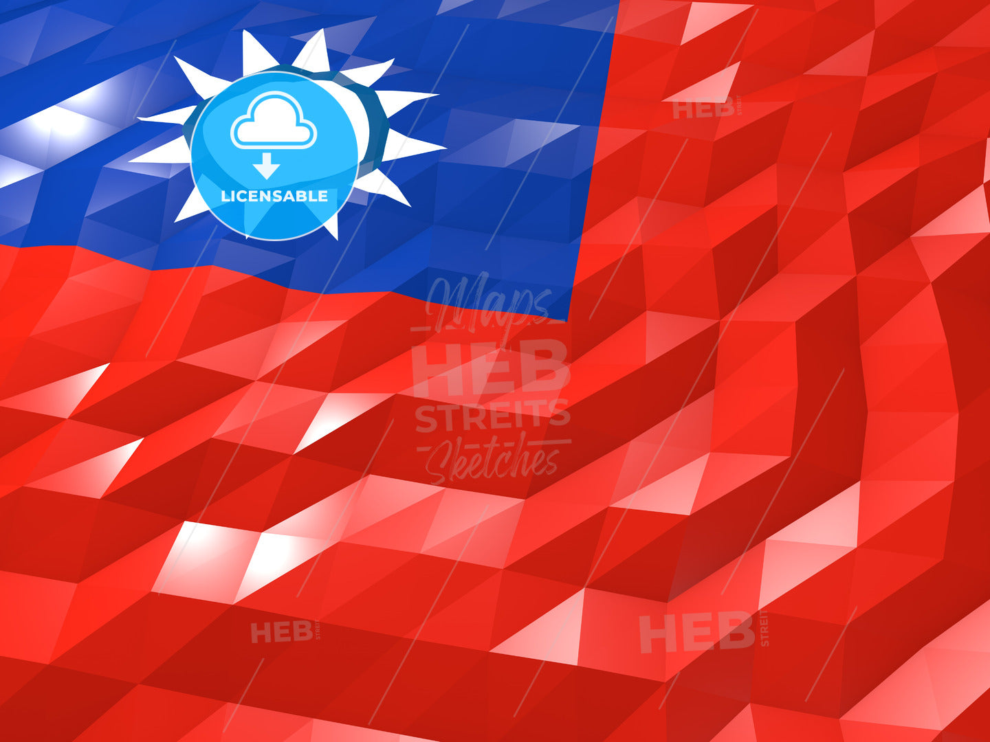 Flag of Taiwan 3D Wallpaper Illustration – instant download