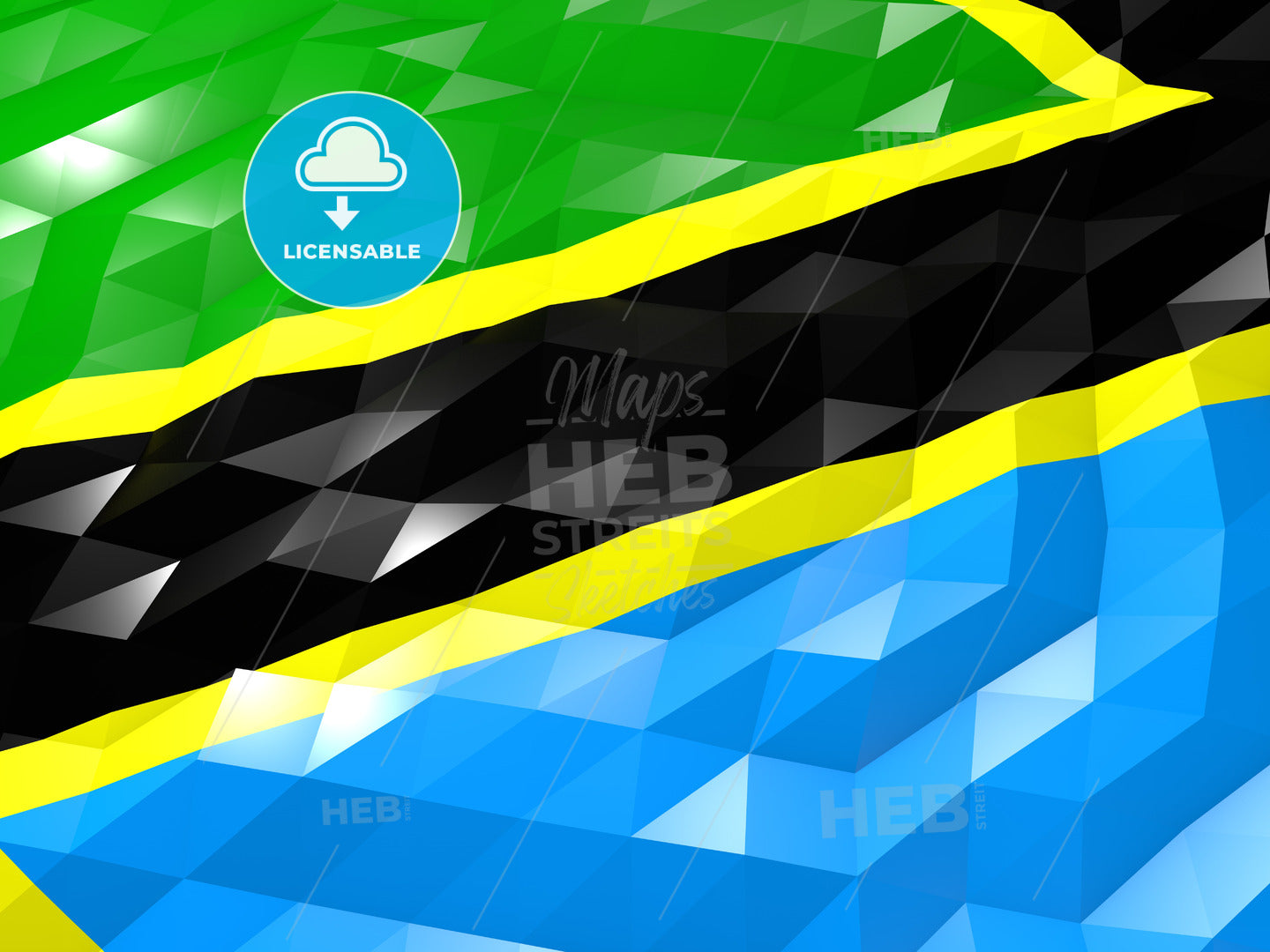 Flag of Tanzania 3D Wallpaper Illustration – instant download