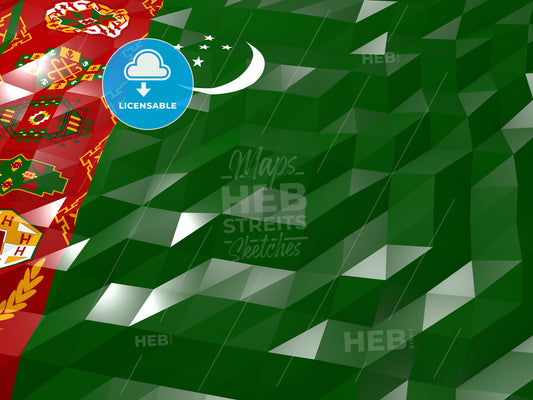 Flag of Turkmenistan 3D Wallpaper Illustration – instant download