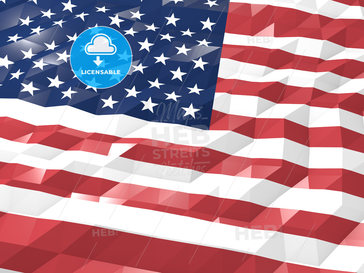 Flag of United States of America 3D Wallpaper Illustration – instant download