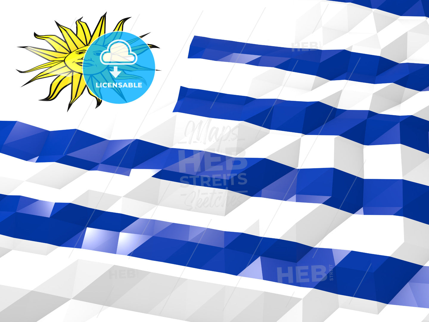 Flag of Uruguay 3D Wallpaper Illustration – instant download