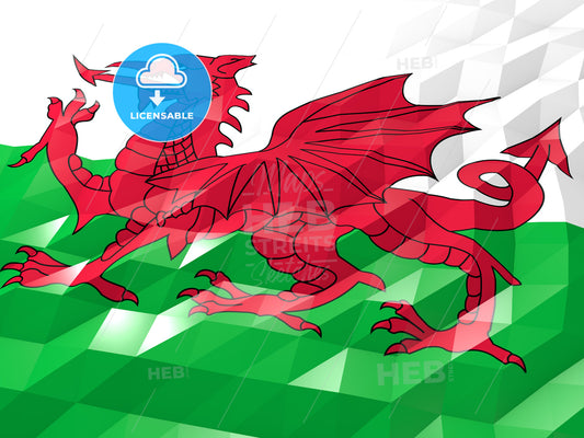 Flag of Wales 3D Wallpaper Illustration – instant download