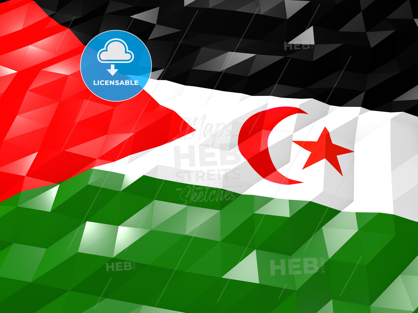 Flag of Western Sahara 3D Wallpaper Illustration – instant download