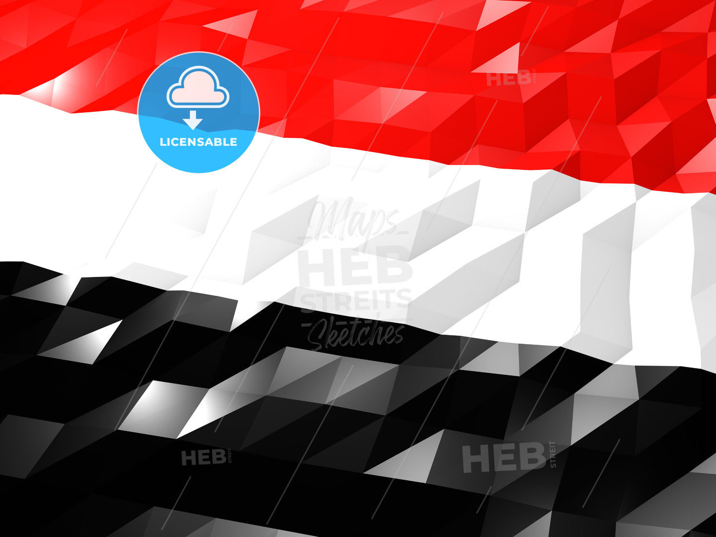 Flag of Yemen 3D Wallpaper Illustration – instant download