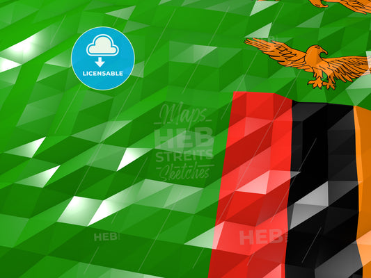 Flag of Zambia 3D Wallpaper Illustration – instant download