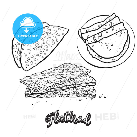 Flatbrød food sketch on chalkboard – instant download