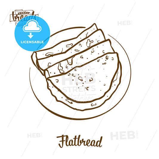 Flatbread bread vector drawing – instant download