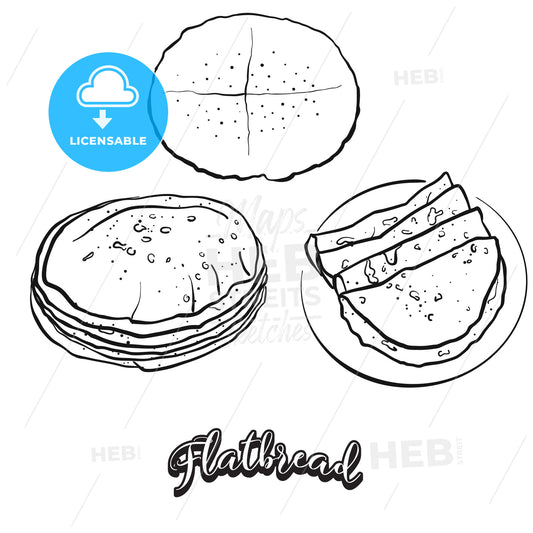 Flatbread food sketch on chalkboard – instant download
