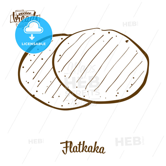 Flatkaka bread vector drawing – instant download