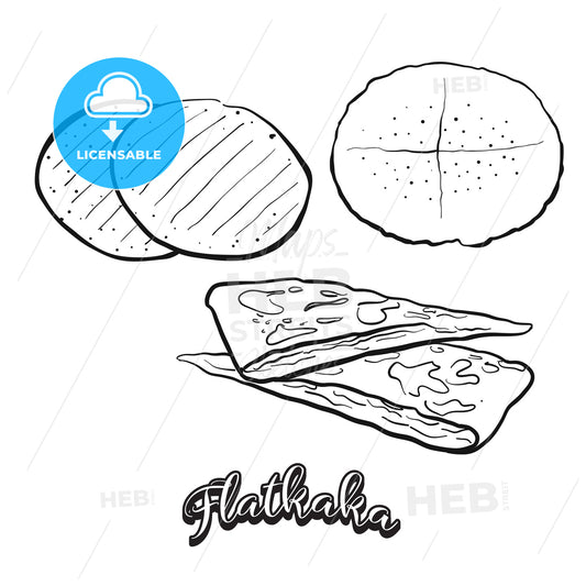 Flatkaka food sketch on chalkboard – instant download