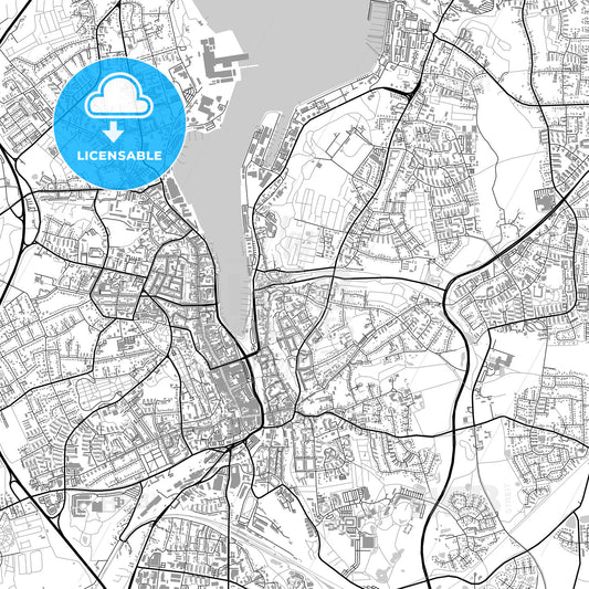 Flensburg, Germany, vector map with buildings