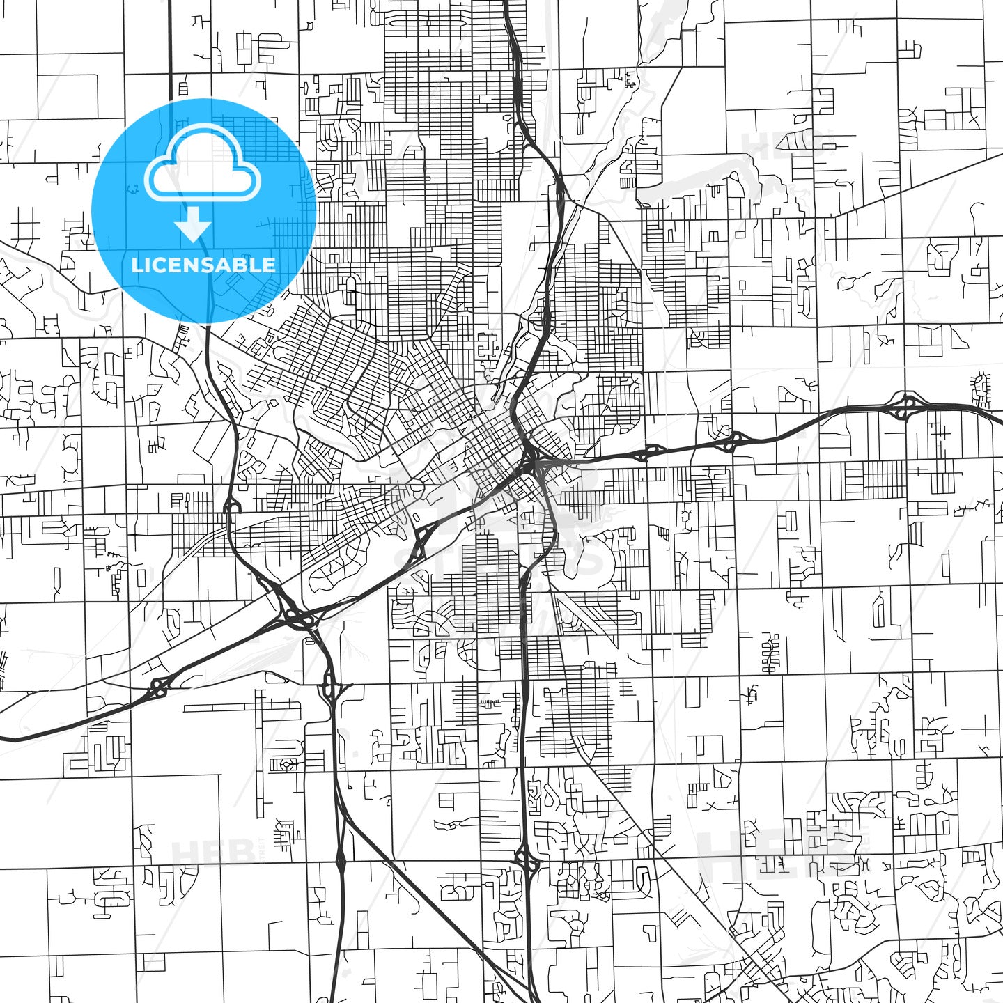 Flint, Michigan - Area Map - Light