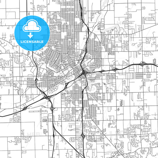 Flint, Michigan - Area Map - Light