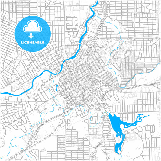 Flint, Michigan, United States, city map with high quality roads.