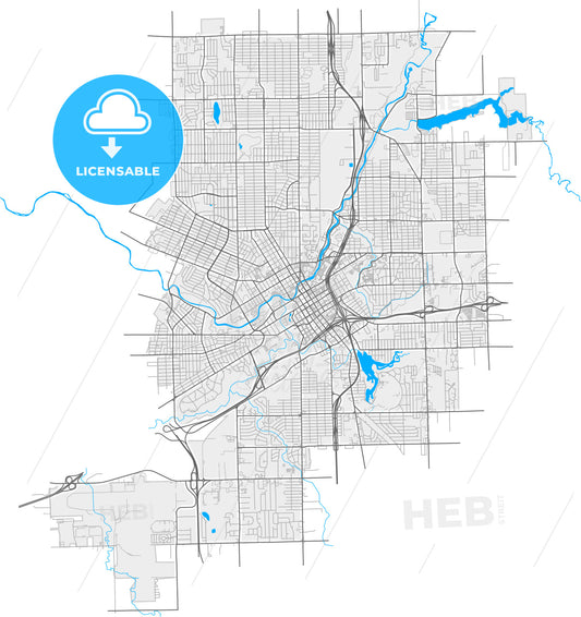 Flint, Michigan, United States, high quality vector map
