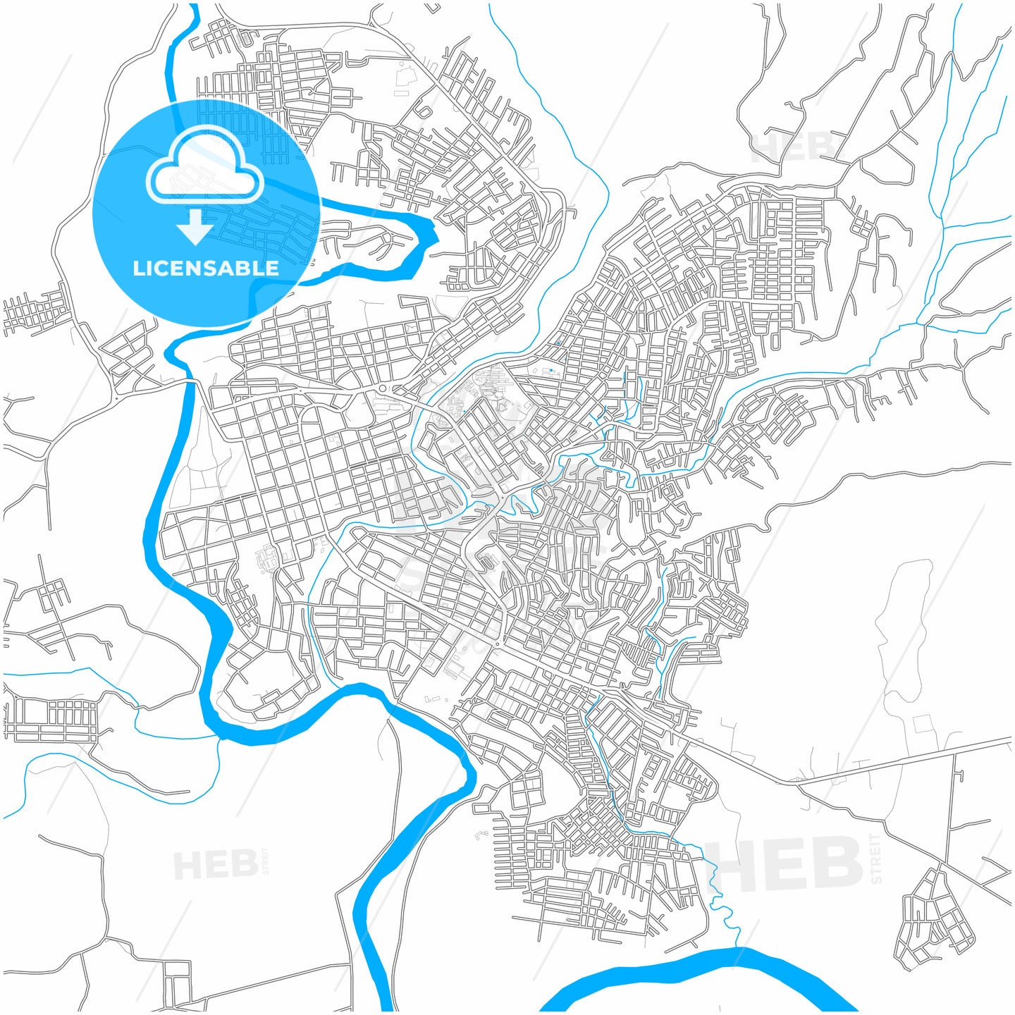 Florencia, Colombia, city map with high quality roads.