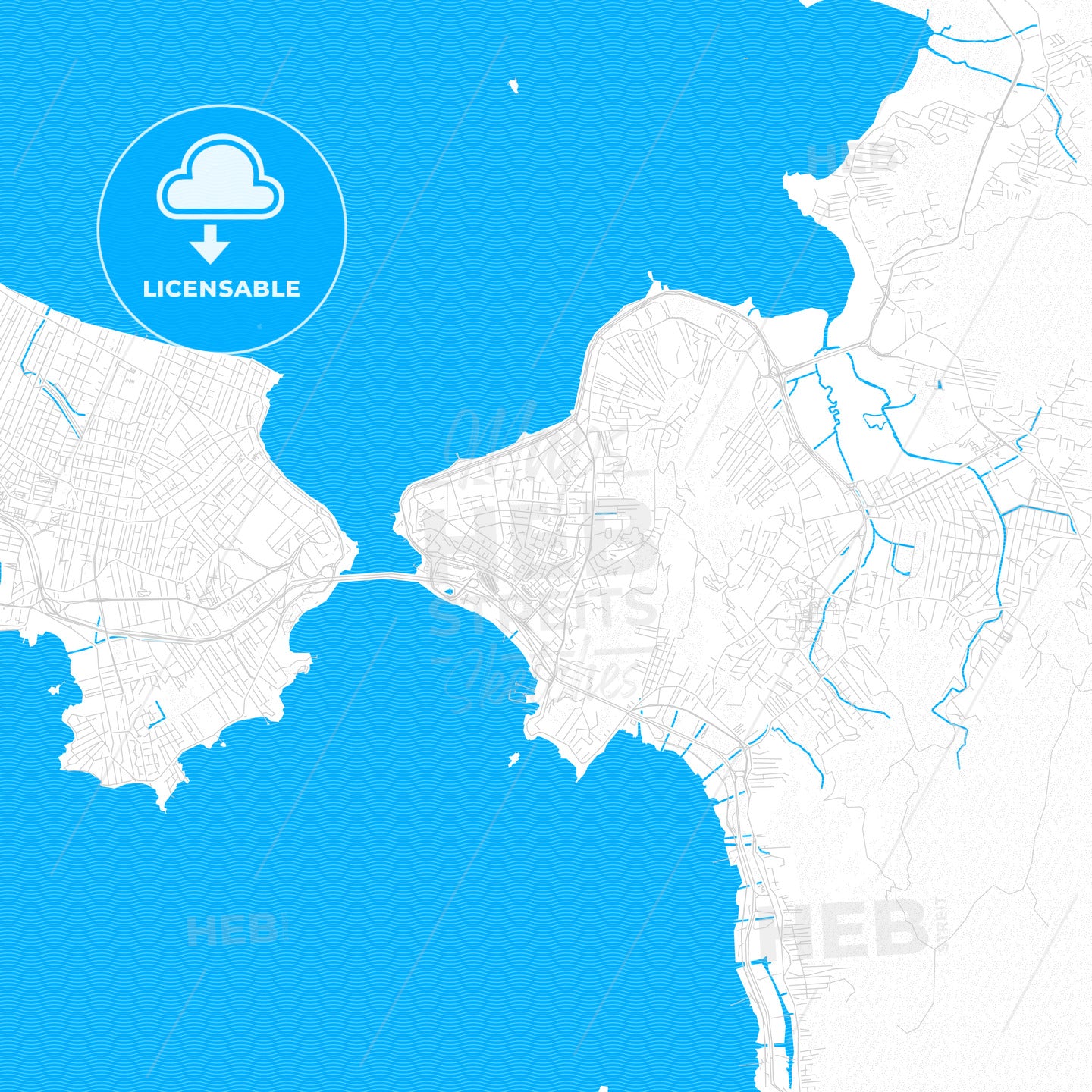 Florianopolis, Brazil PDF vector map with water in focus