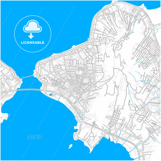 Florianopolis, Brazil, city map with high quality roads.