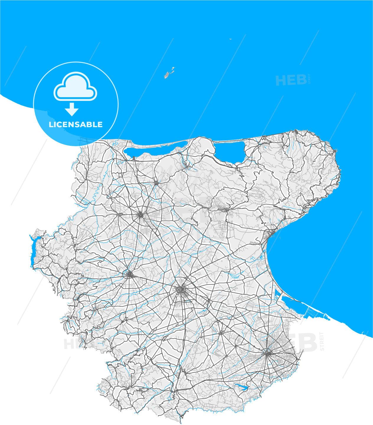 Foggia, Apulia, Italy, high quality vector map