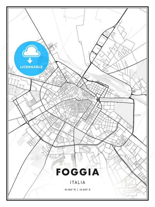 Foggia, Italy, Modern Print Template in Various Formats - HEBSTREITS Sketches
