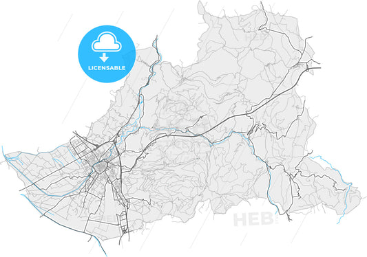 Foligno, Umbria, Italy, high quality vector map