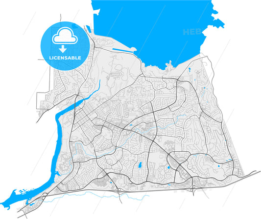 Folsom, California, United States, high quality vector map