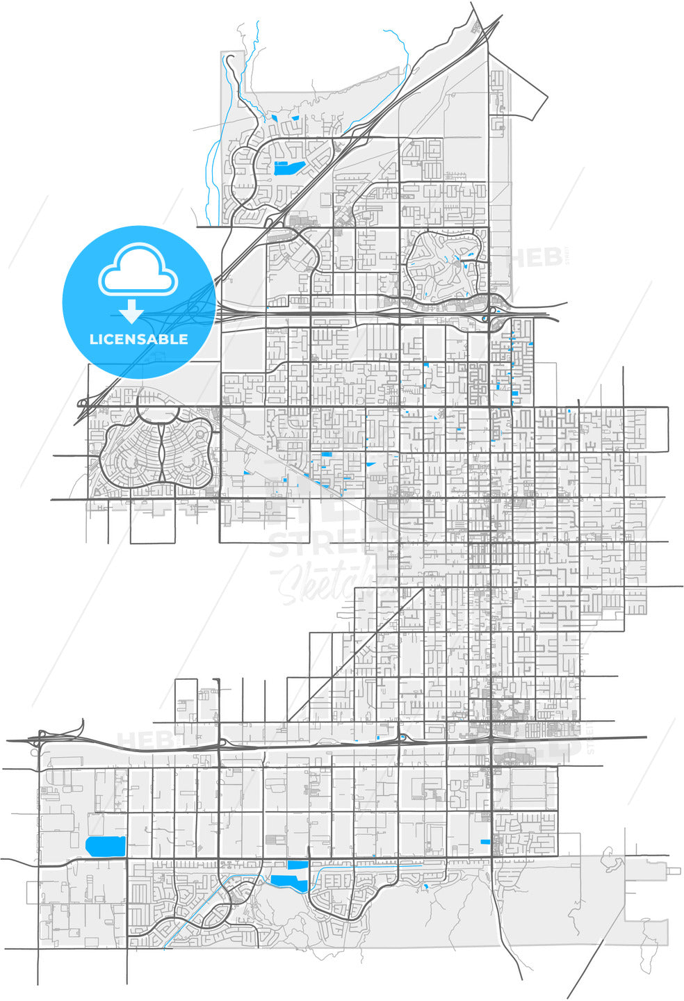 Fontana, California, United States, high quality vector map