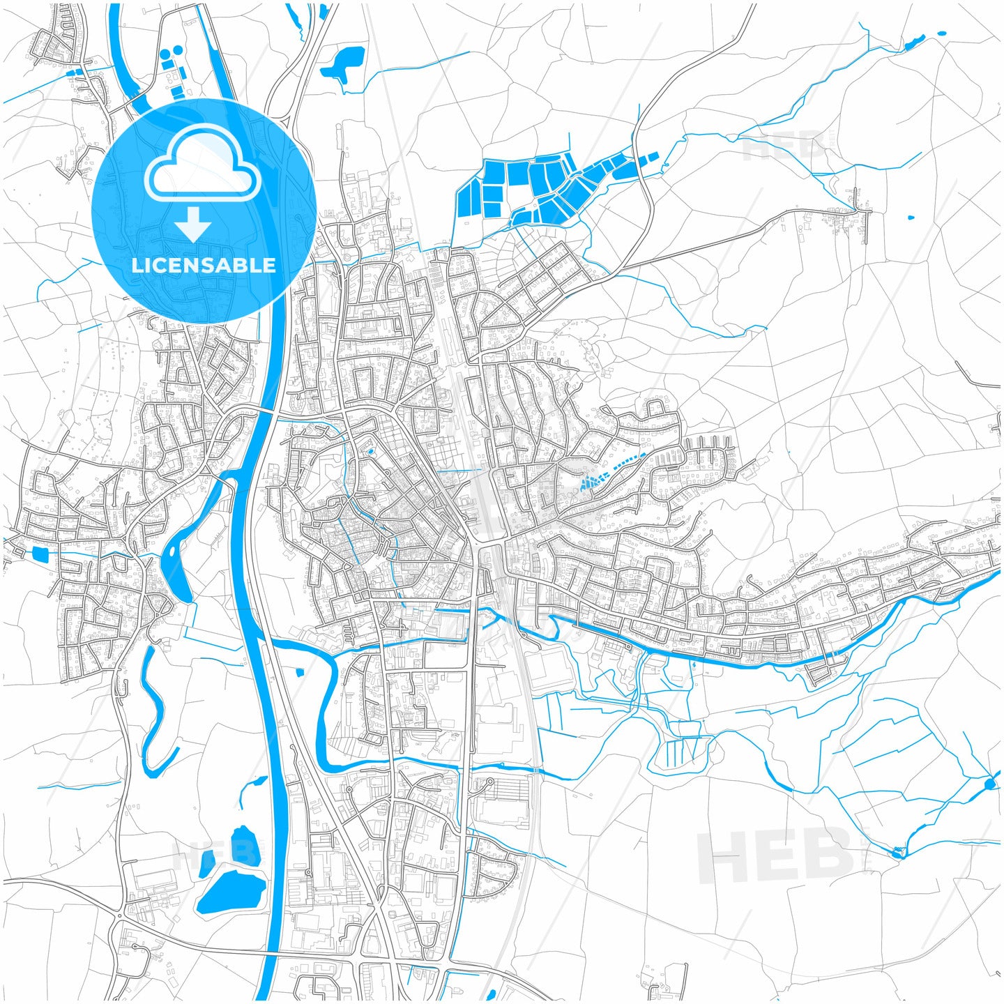 Forchheim, Bavaria, Germany, city map with high quality roads.