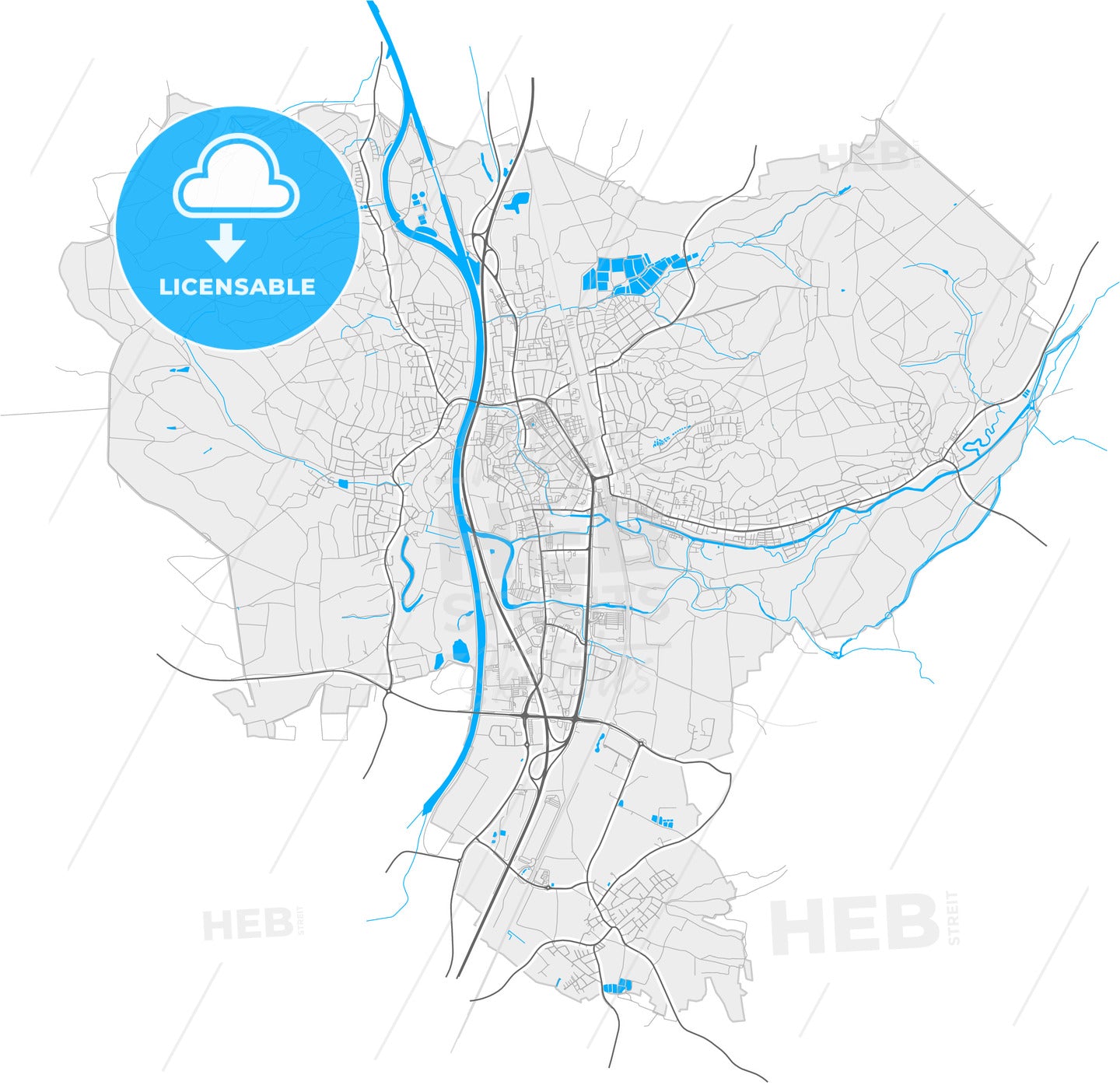 Forchheim, Bavaria, Germany, high quality vector map